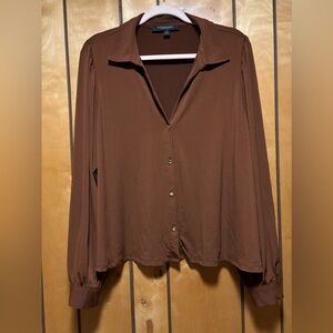 MARC NEW YORK  Andrew Marc XL Silky Brown Blouse